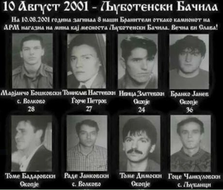 На денешен ден во 2001 се случи масакрот на осуммина припадници на безбедносните сили кај Љуботенски Бачила